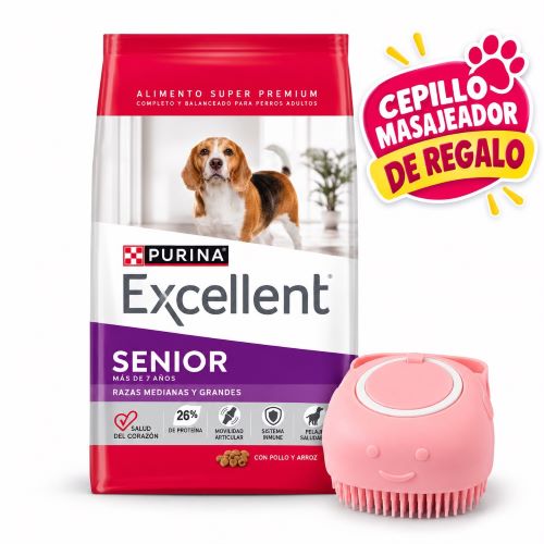 Excellent Dog Adulto Senior x 15kg+Cepillo Masajeador!!