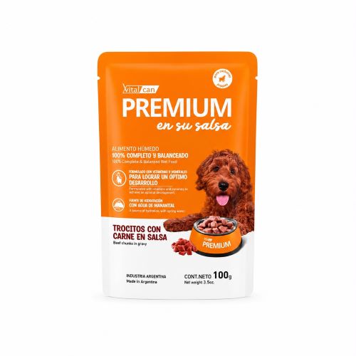 Pouch Premium Perro Adulto Carne.x 100grs