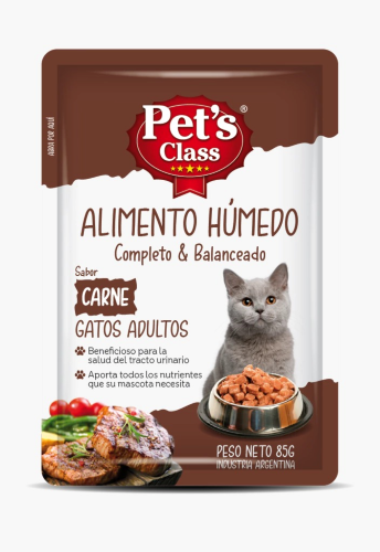 Pouch Pets Class Gato Carne x 85grs