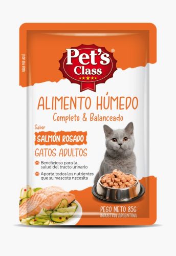 Pouch Pets Class Gato Salmon x 85grs
